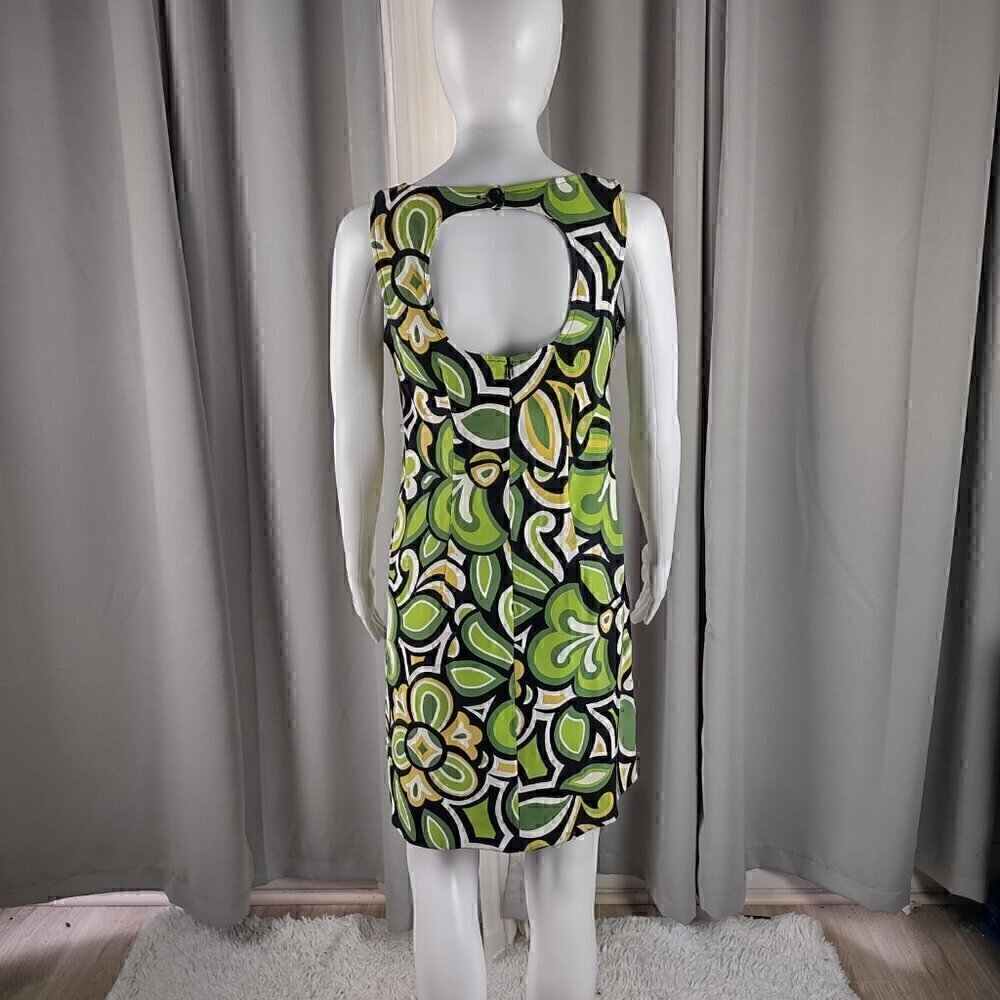 Kim Rogers Signature Petite Green Mod Print Sleeveless Sheath Dress 4P - Picture 3 of 11